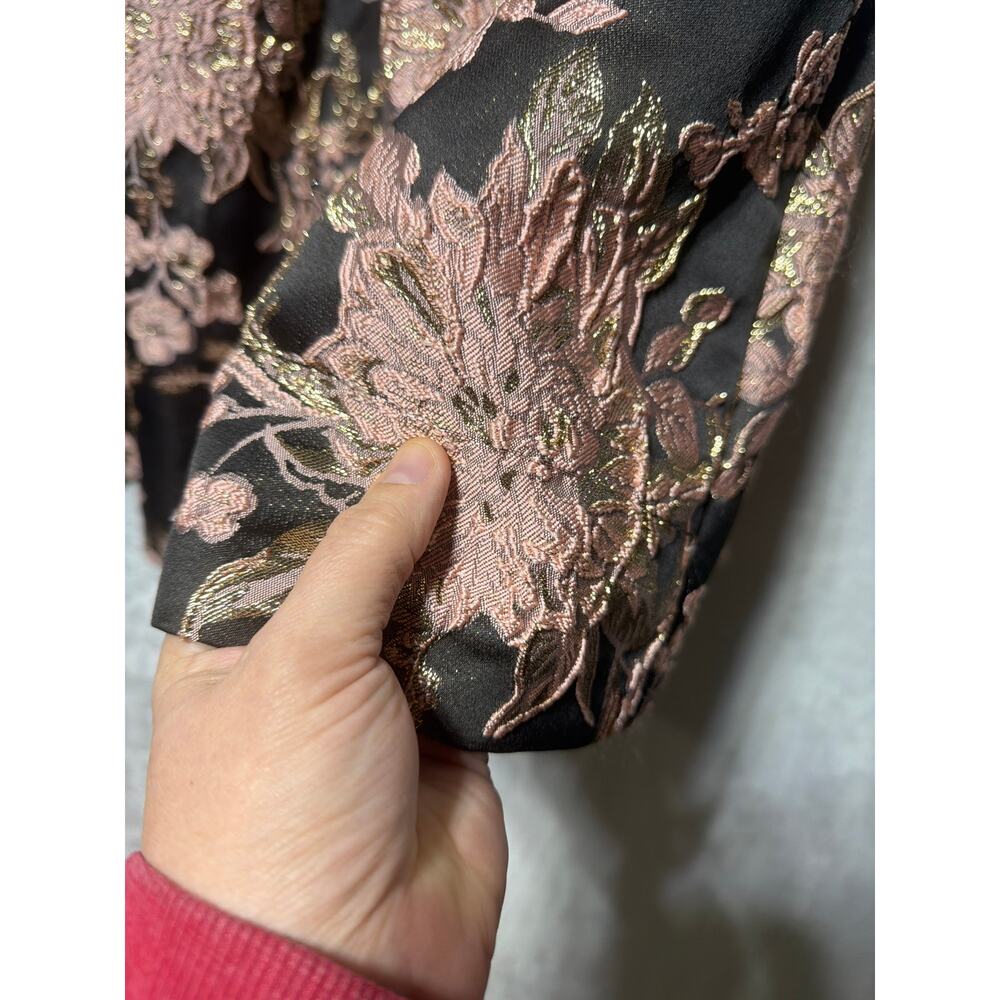 Miss Selfridge Skirt US 12 Brown Gold Rose Embroidered Floral Lined A Line - Picture 2 of 7